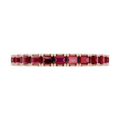 Garnet Straight Baguette Thin Half Eternity Band
