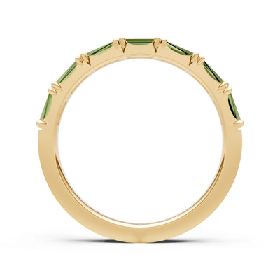 Peridot Straight Baguette Half Eternity Band