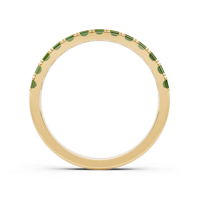 Peridot Straight Baguette Thin Half Eternity Band