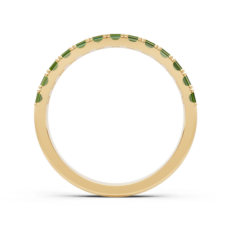 Peridot Straight Baguette Thin Half Eternity Band