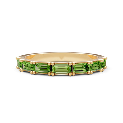 Peridot Straight Baguette Half Eternity Band