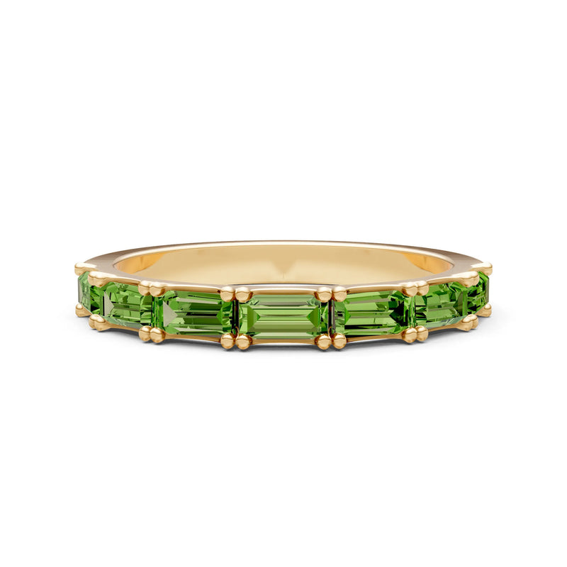 Peridot Straight Baguette Half Eternity Band