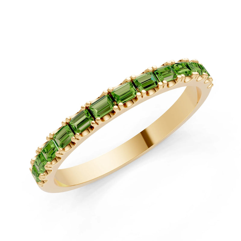 Peridot Straight Baguette Thin Half Eternity Band