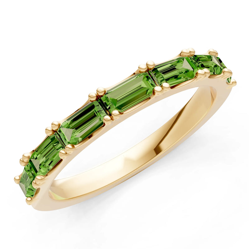 Peridot Straight Baguette Half Eternity Band