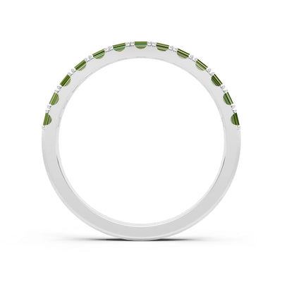 Peridot Straight Baguette Thin Half Eternity Band