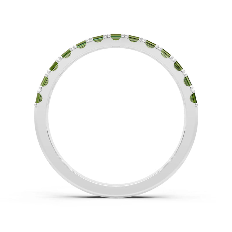 Peridot Straight Baguette Thin Half Eternity Band