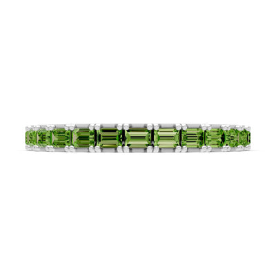 Peridot Straight Baguette Thin Half Eternity Band