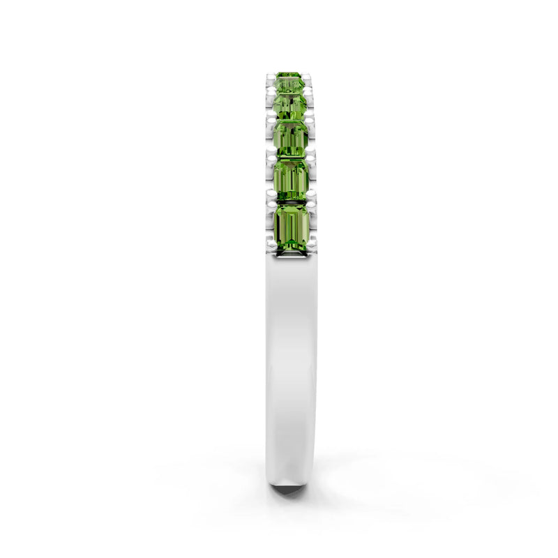 Peridot Straight Baguette Thin Half Eternity Band