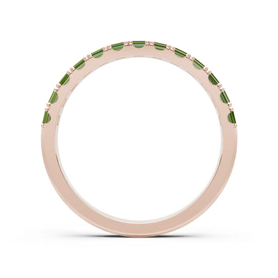 Peridot Straight Baguette Thin Half Eternity Band