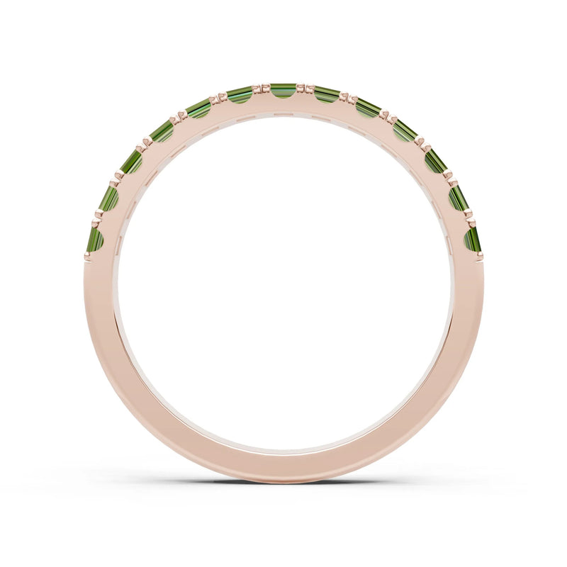 Peridot Straight Baguette Thin Half Eternity Band