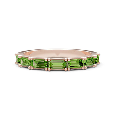 Peridot Straight Baguette Half Eternity Band