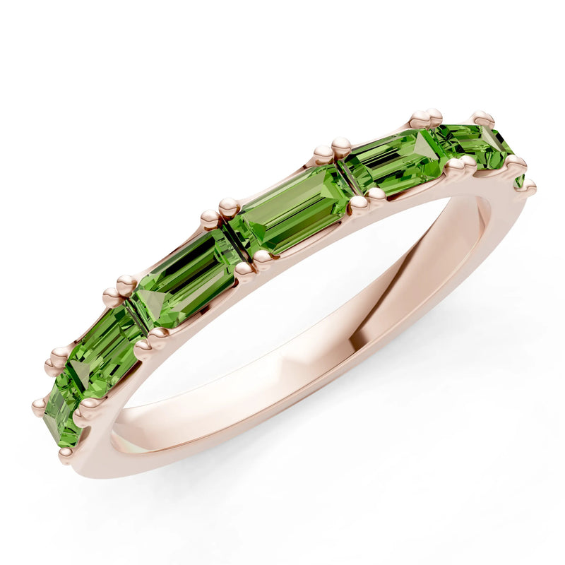Peridot Straight Baguette Half Eternity Band