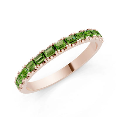 Peridot Straight Baguette Thin Half Eternity Band