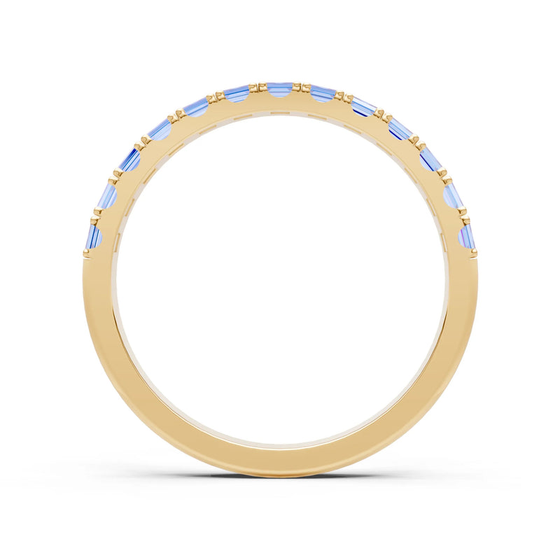 Swiss Blue Topaz Straight Baguette Thin Half Eternity Band