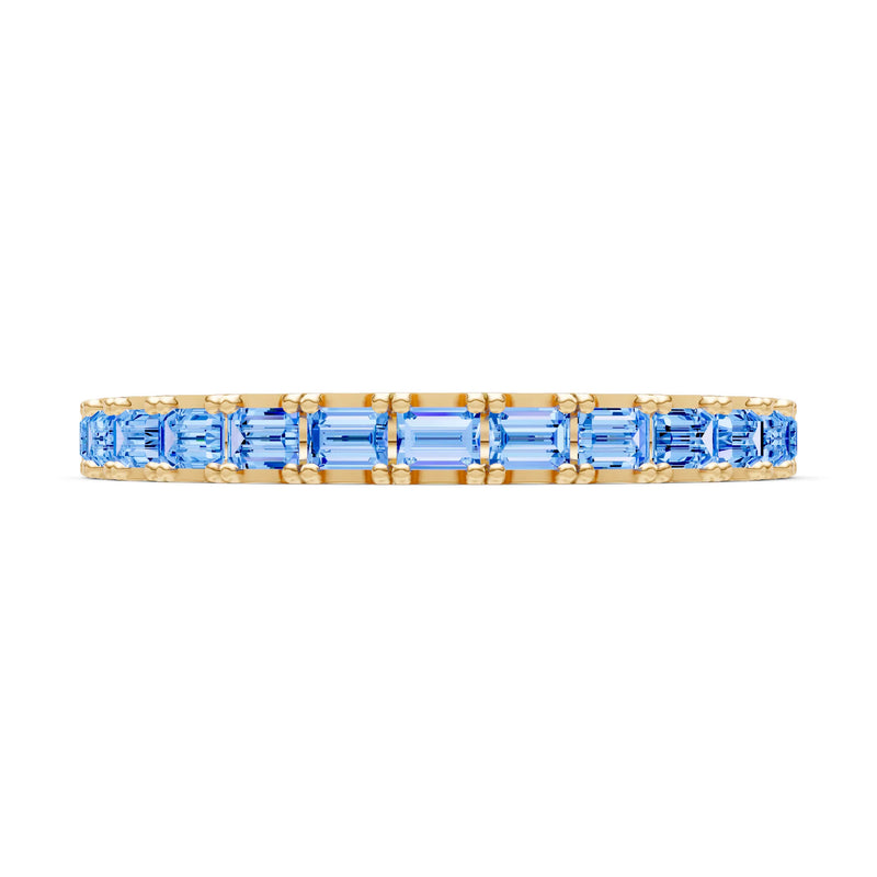 Swiss Blue Topaz Straight Baguette Thin Half Eternity Band