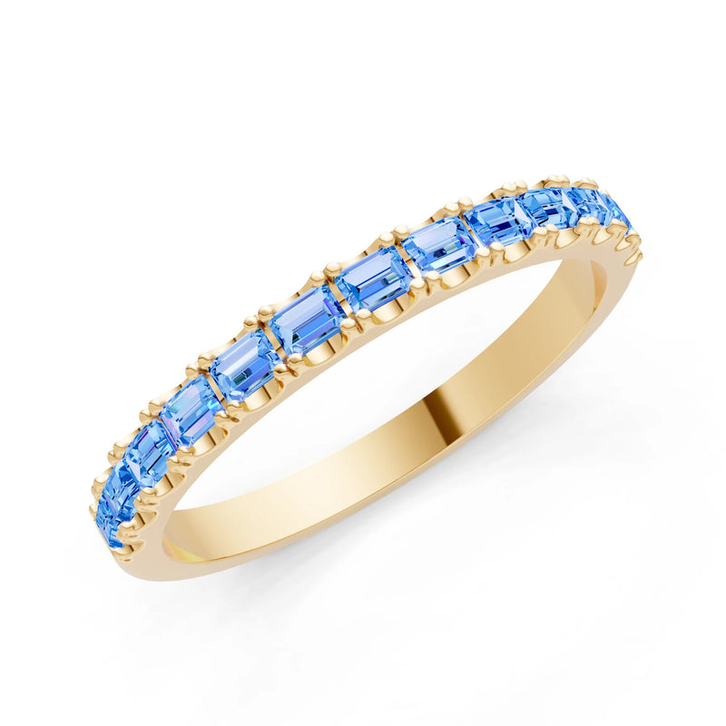 Straight Baguette Thin Half Eternity Gold Band