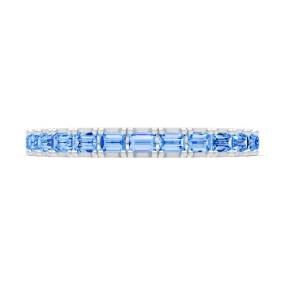 Swiss Blue Topaz Straight Baguette Thin Half Eternity Band