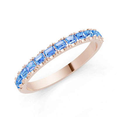 Straight Baguette Thin Half Eternity Gold Band