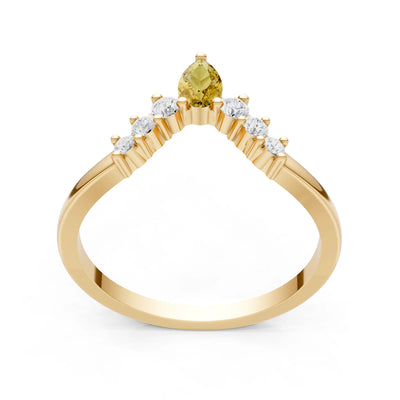 Citrine Pear & Round Shape Curved Wedding Band