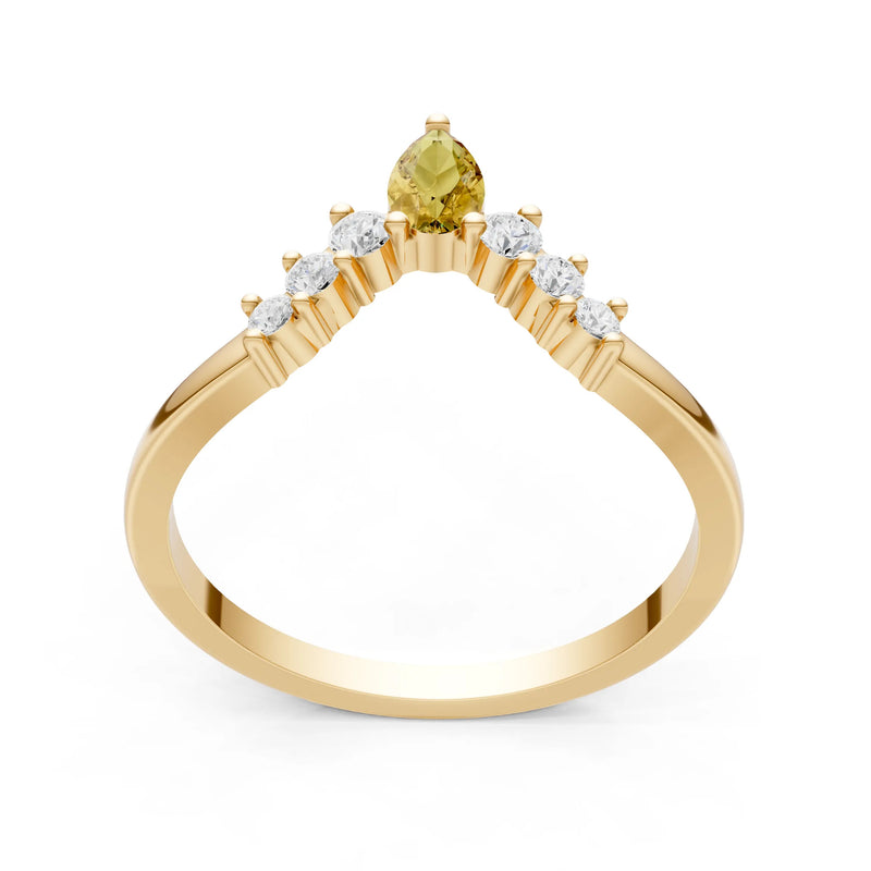 Citrine Pear & Round Shape Curved Wedding Band