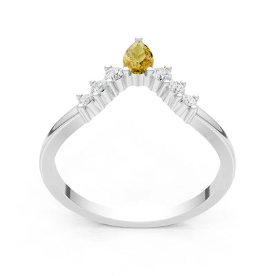 Citrine Pear & Round Shape Curved Wedding Band