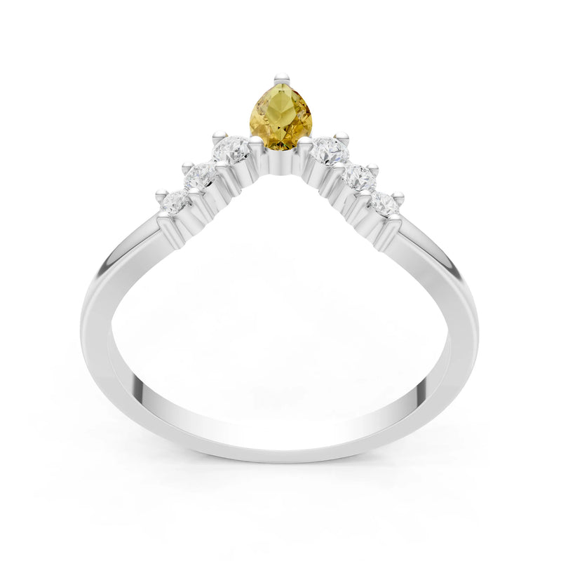 Citrine Pear & Round Shape Curved Wedding Band