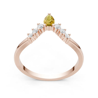 Citrine Pear & Round Shape Curved Wedding Band