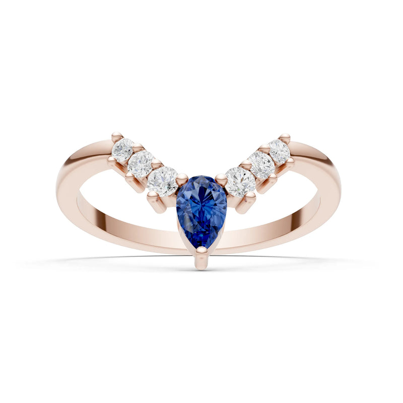 Pear & Round Shape Curved Wedding Gold Band