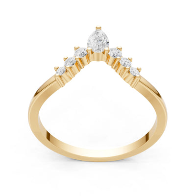 Diamond Pear & Round Shape Curved Wedding Band