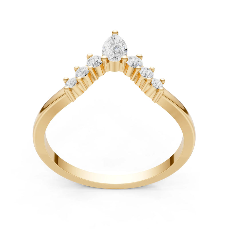 Diamond Pear & Round Shape Curved Wedding Band
