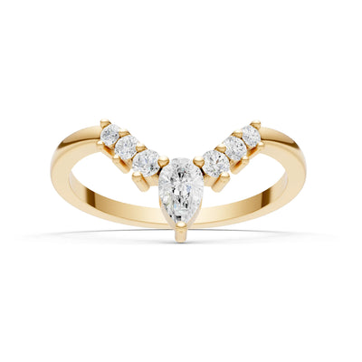Diamond Pear & Round Shape Curved Wedding Band