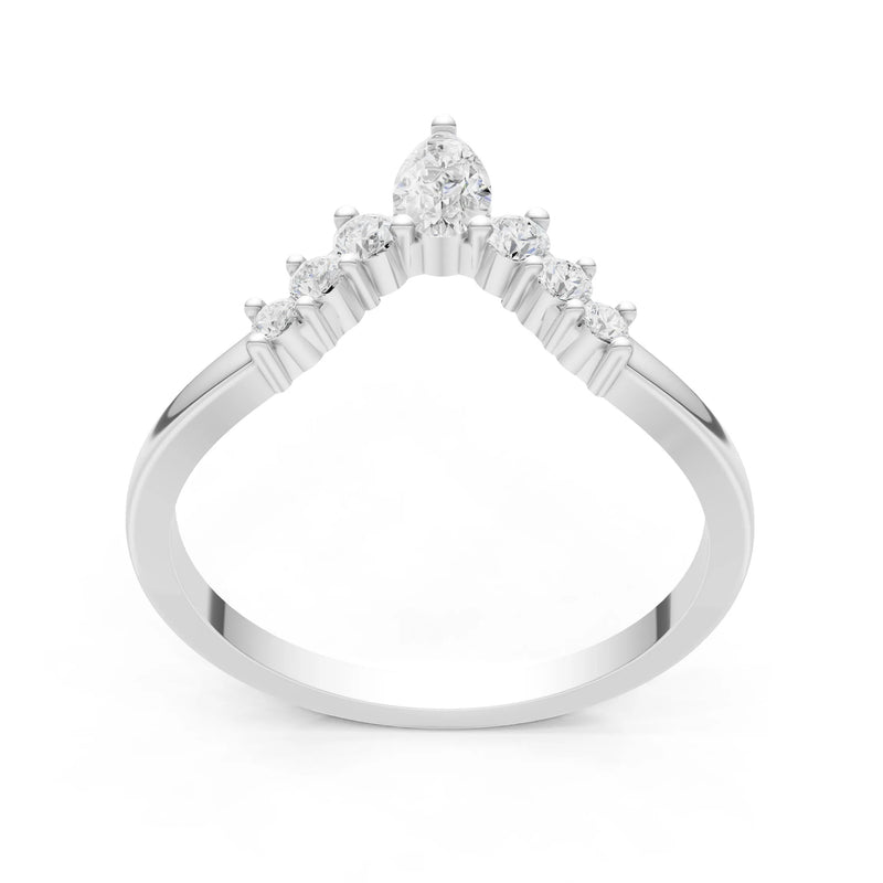 Diamond Pear & Round Shape Curved Wedding Band