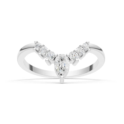 Diamond Pear & Round Shape Curved Wedding Band