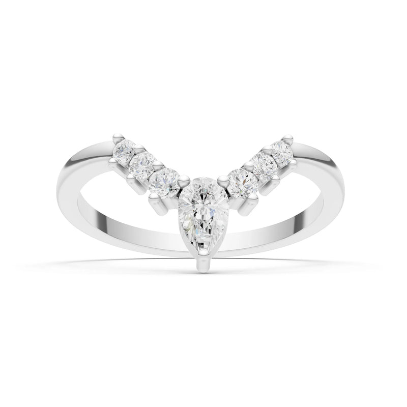 Diamond Pear & Round Shape Curved Wedding Band