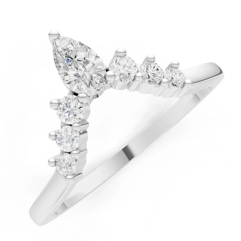 Diamond Pear & Round Shape Curved Wedding Band