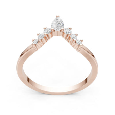 Diamond Pear & Round Shape Curved Wedding Band