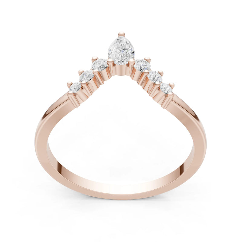 Diamond Pear & Round Shape Curved Wedding Band