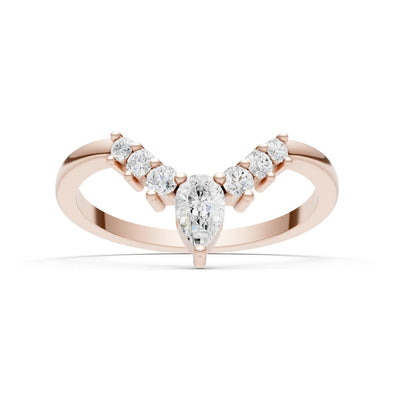Pear & Round Shape Curved Wedding Gold Band