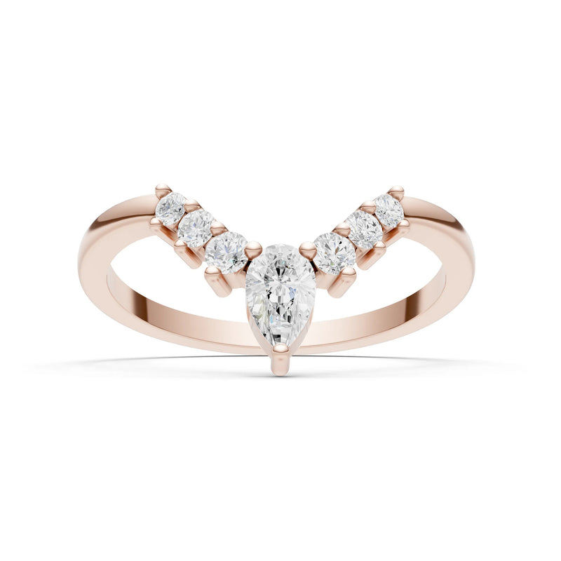 Diamond Pear & Round Shape Curved Wedding Band