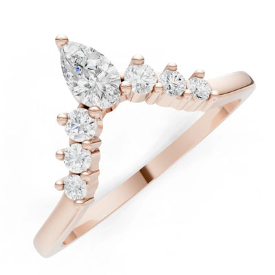 Diamond Pear & Round Shape Curved Wedding Band