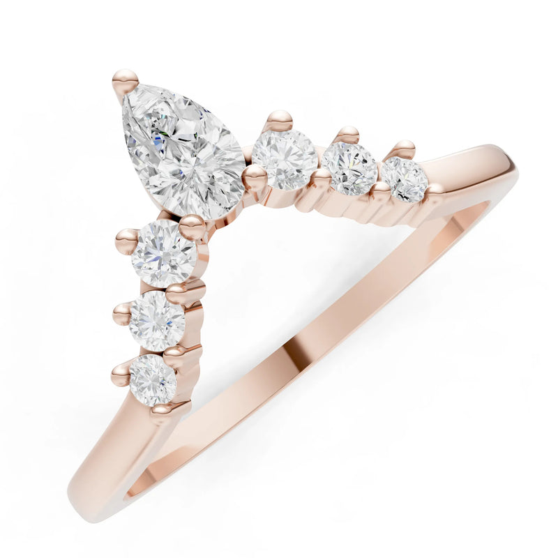 Diamond Pear & Round Shape Curved Wedding Band