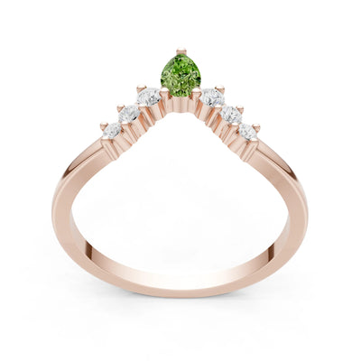 Pear & Round Shape Curved Wedding Gold Band