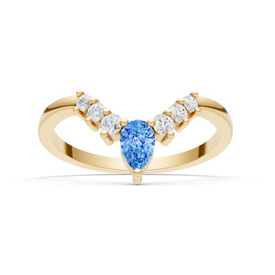 Pear & Round Shape Curved Wedding Gold Band