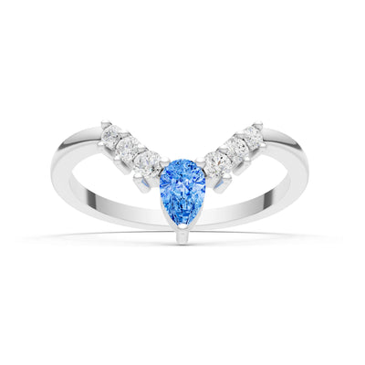 Pear & Round Shape Curved Wedding Gold Band