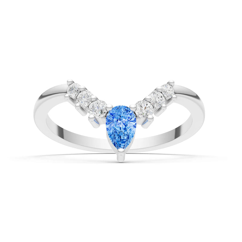 Pear & Round Shape Curved Wedding Gold Band