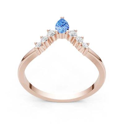 Pear & Round Shape Curved Wedding Gold Band