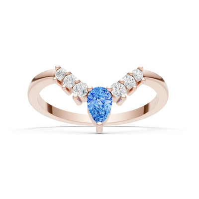 Pear & Round Shape Curved Wedding Gold Band