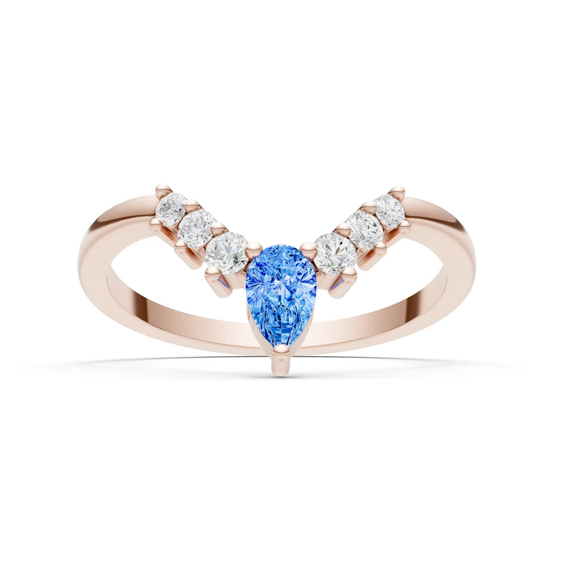 Pear & Round Shape Curved Wedding Gold Band