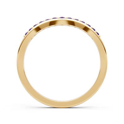 Amethyst Graduating Gemstone Curved Stacking Band