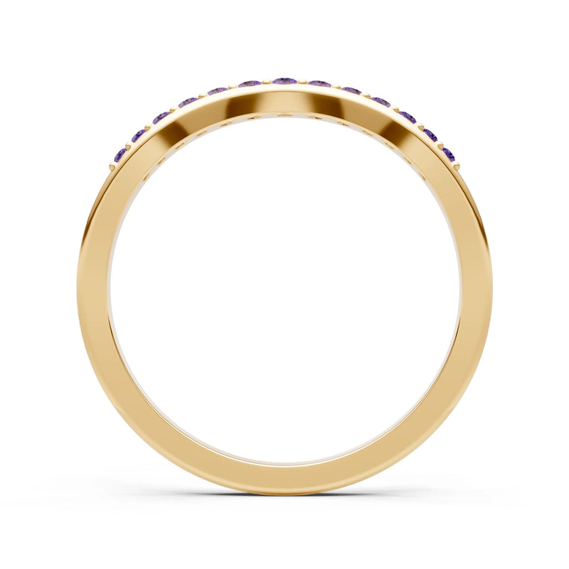 Amethyst Graduating Gemstone Curved Stacking Band